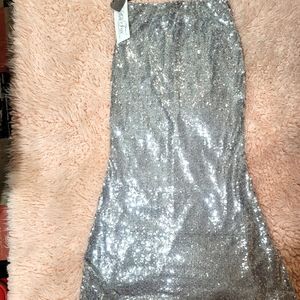 Silver sequin skirt